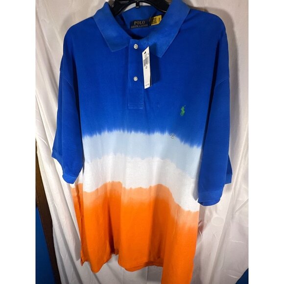 Polo Ralph Lauren Ombre Polo Shirt, Tie Dye, Blue/White/Orange, 4XLT, NWT - Picture 2 of 5